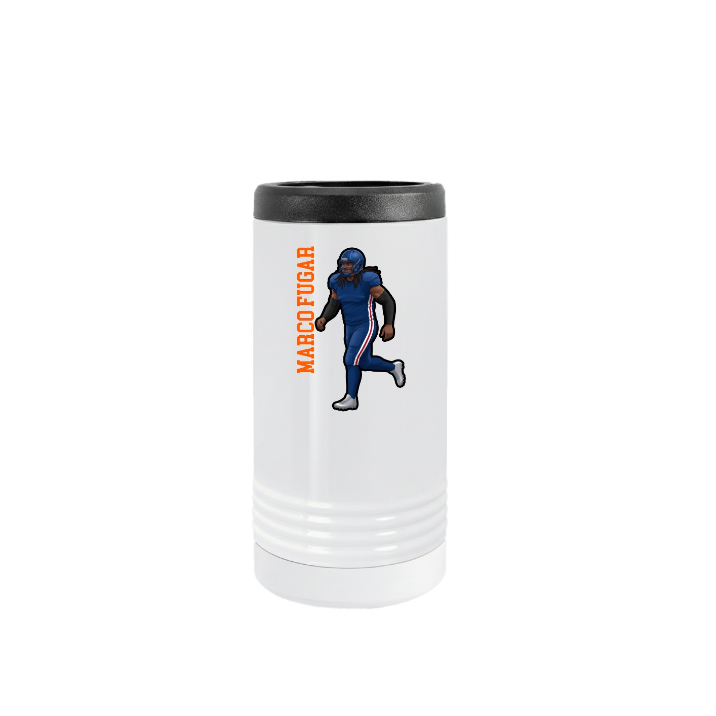 Slim Beverage Holder — Name Vertical in White
