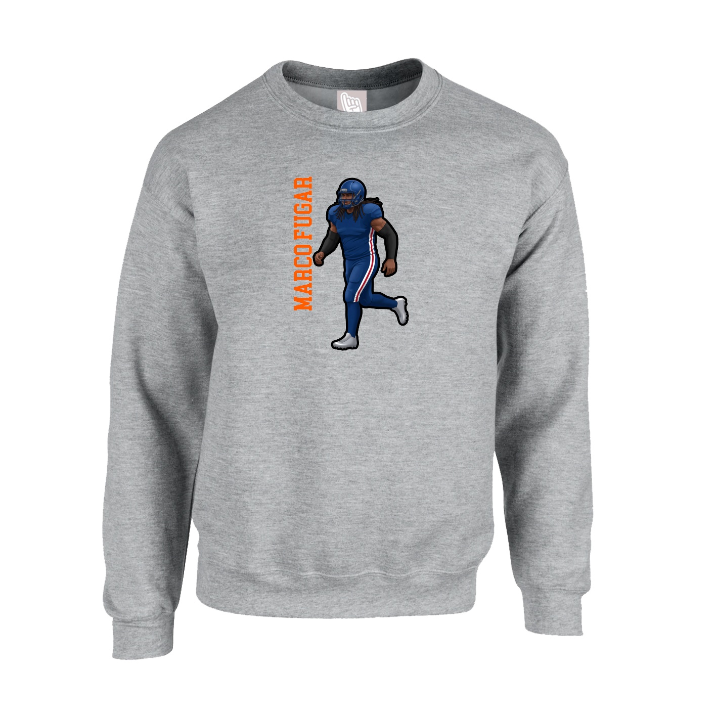 Fleece Crew — Name Vertical in Grey