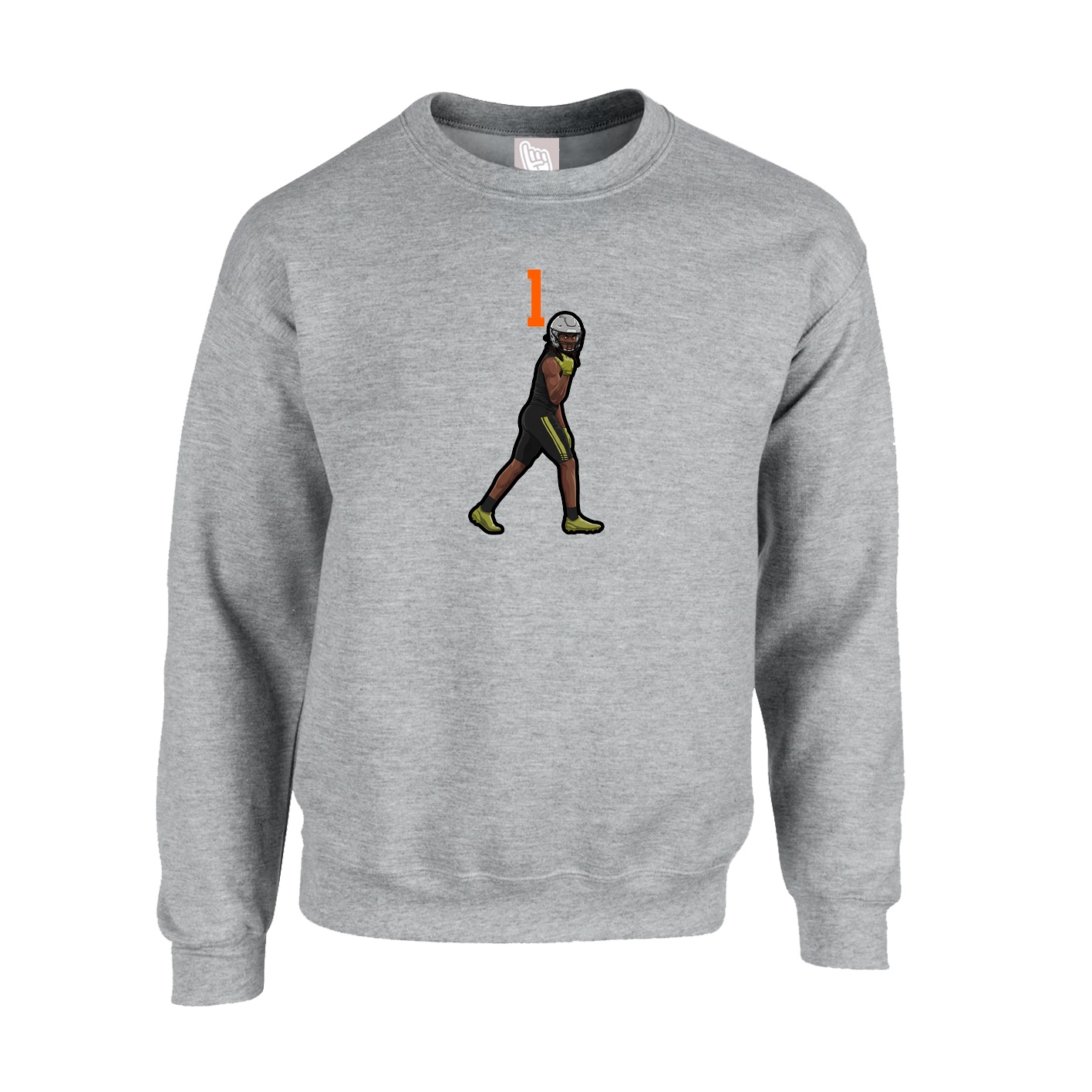 Fleece Crew — Number Top in Grey
