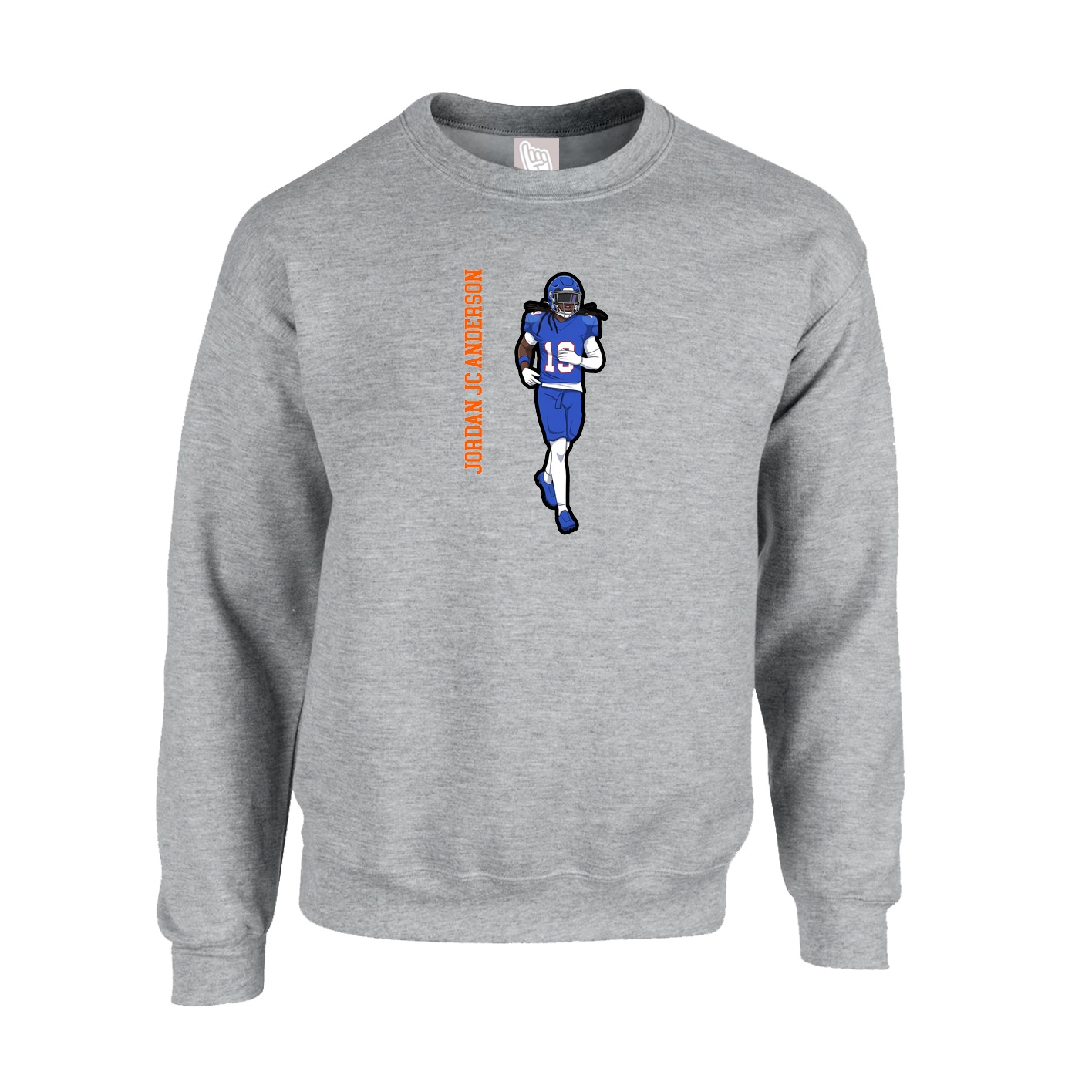 Fleece Crew — Name Vertical in Grey