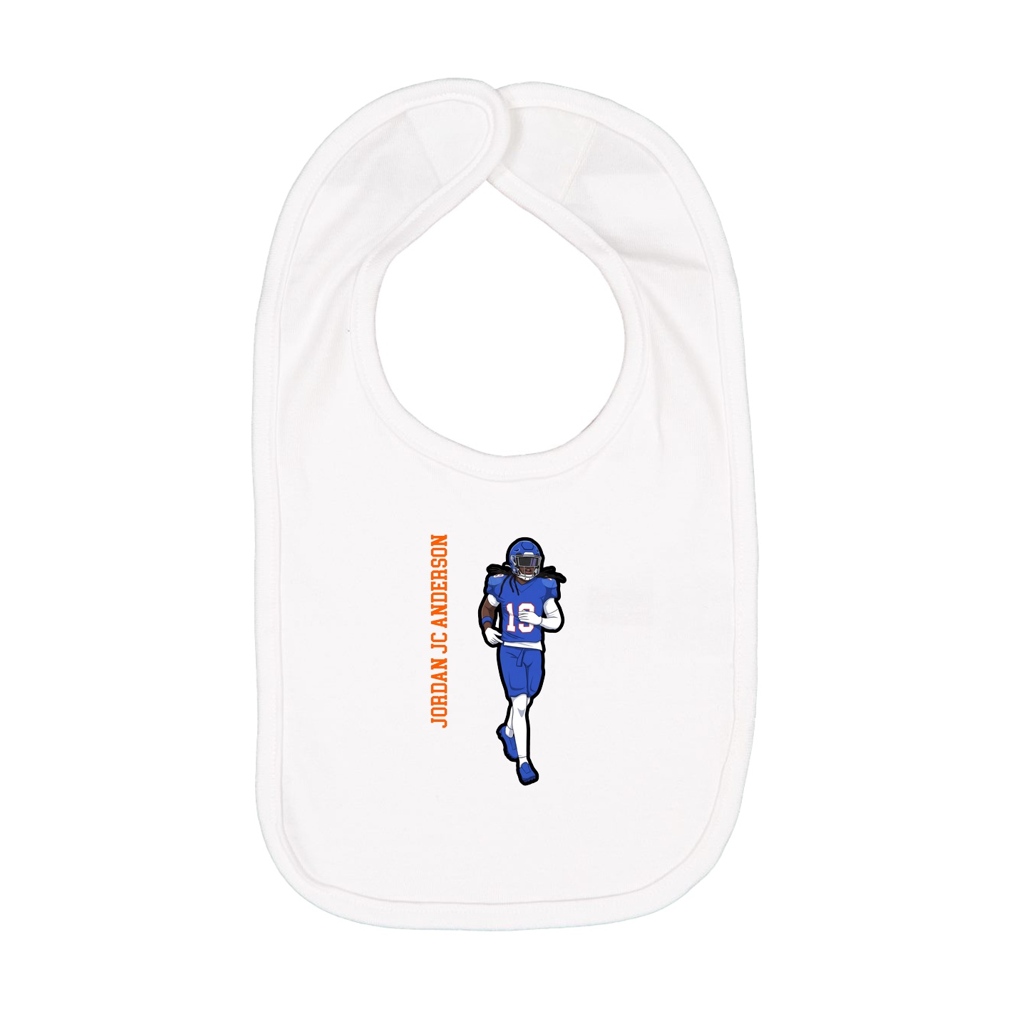 Infant Bib — Name Vertical in White