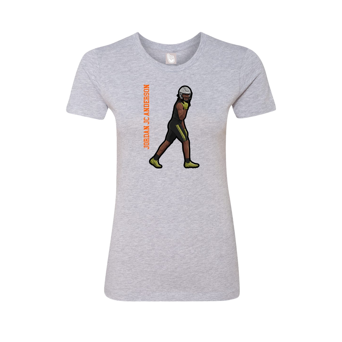 Womens Tee — Name Vertical in Grey