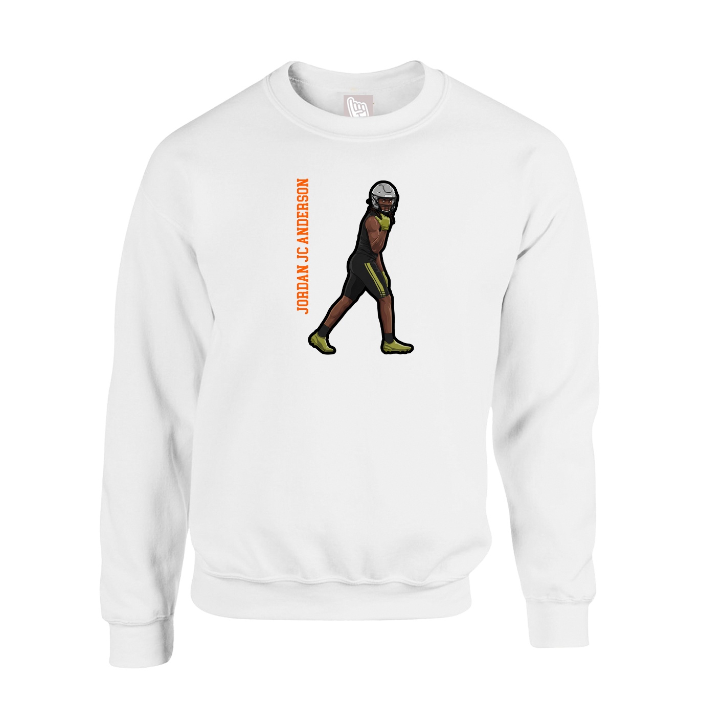 Fleece Crew — Name Vertical in White