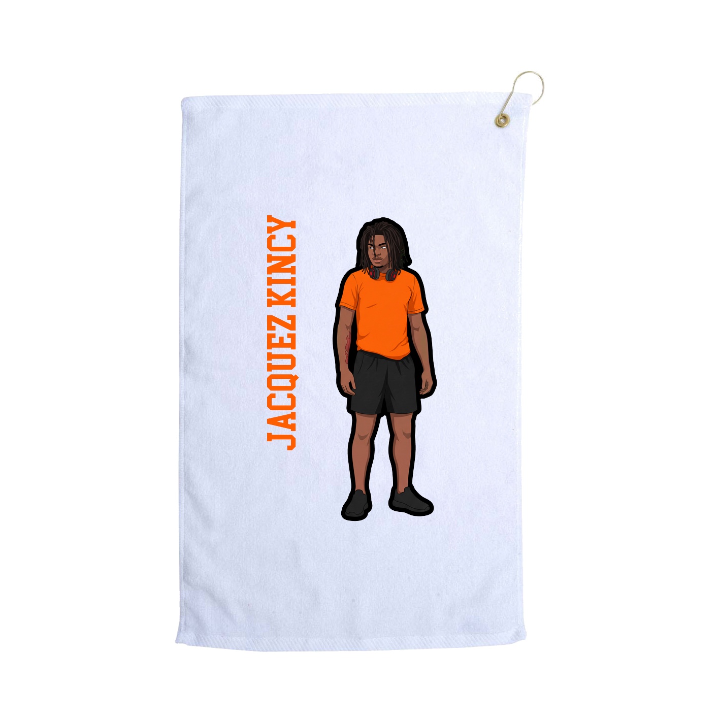 Golf Towel — Name Vertical in White