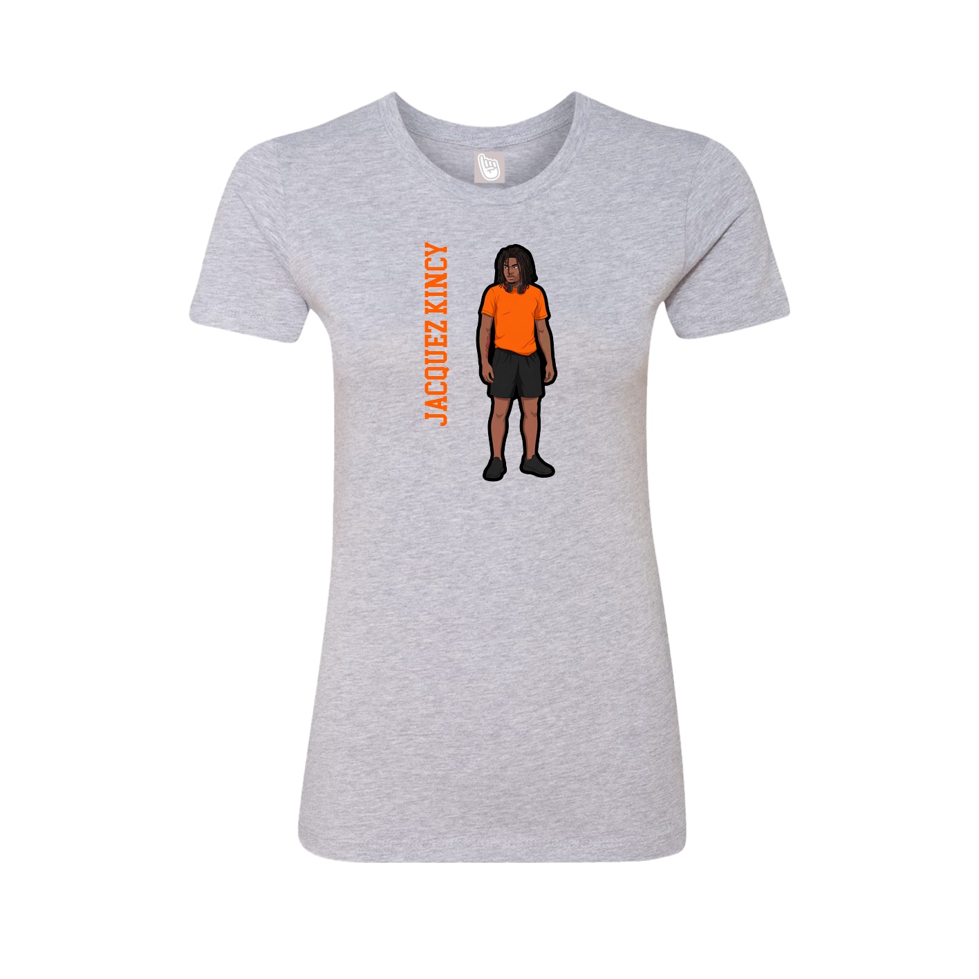 Fitted Women's Tee — Name Vertical in Grey