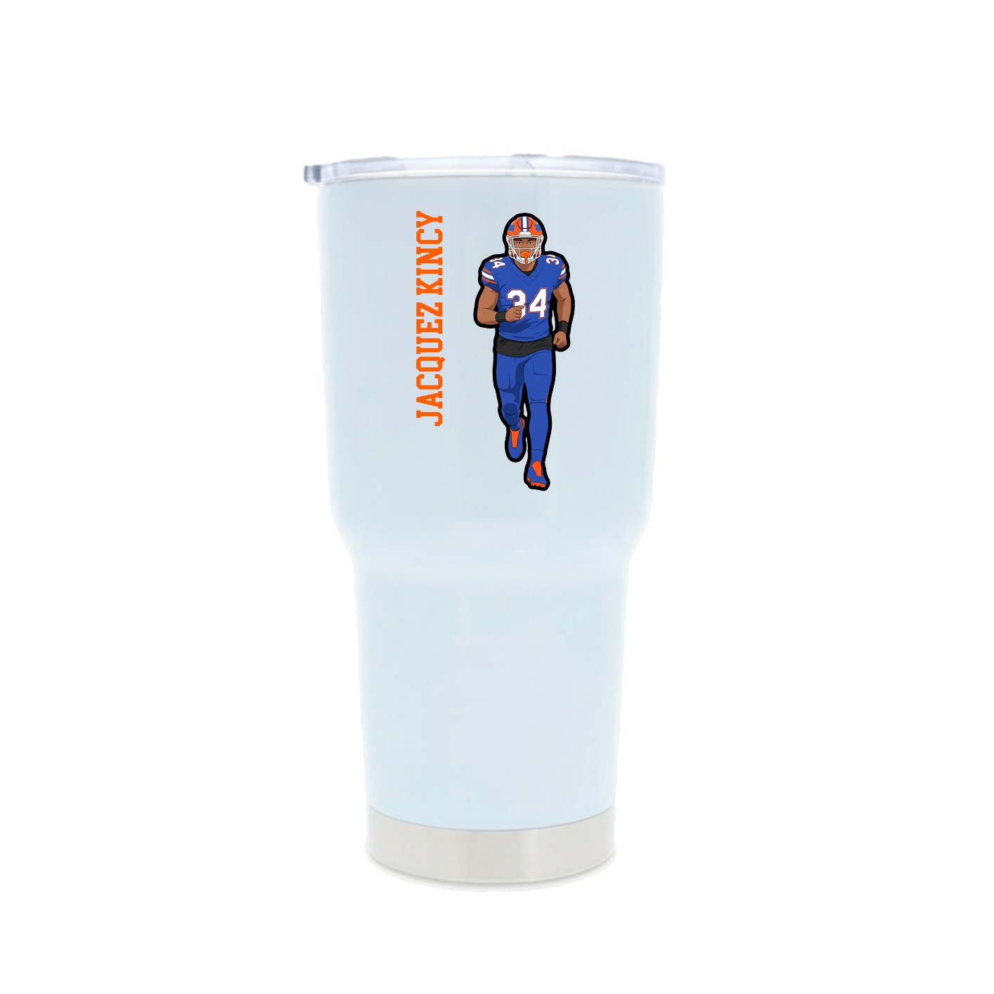30oz Stainless Steel Tumbler — Name Vertical in White