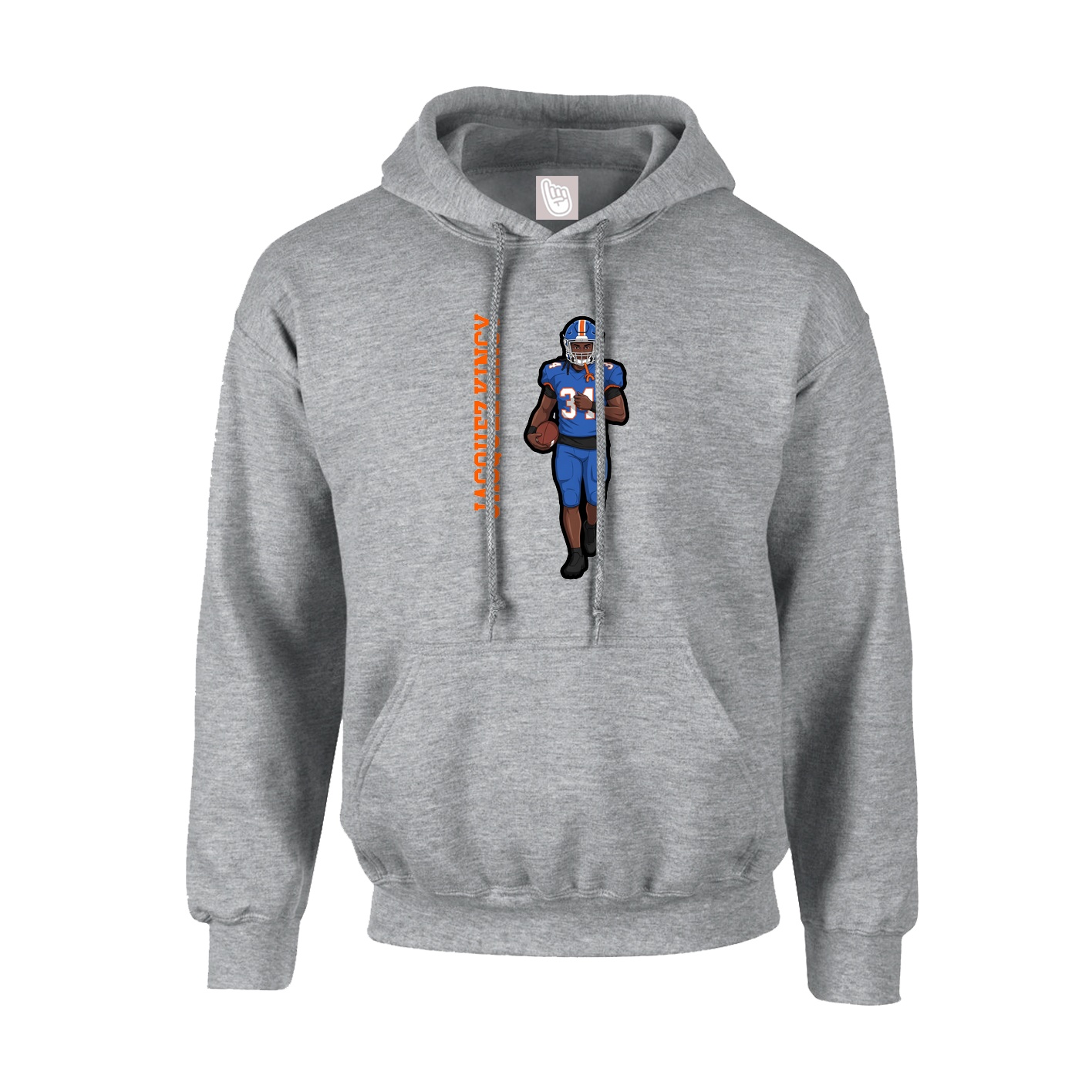 Hoodie — Name Vertical in Grey