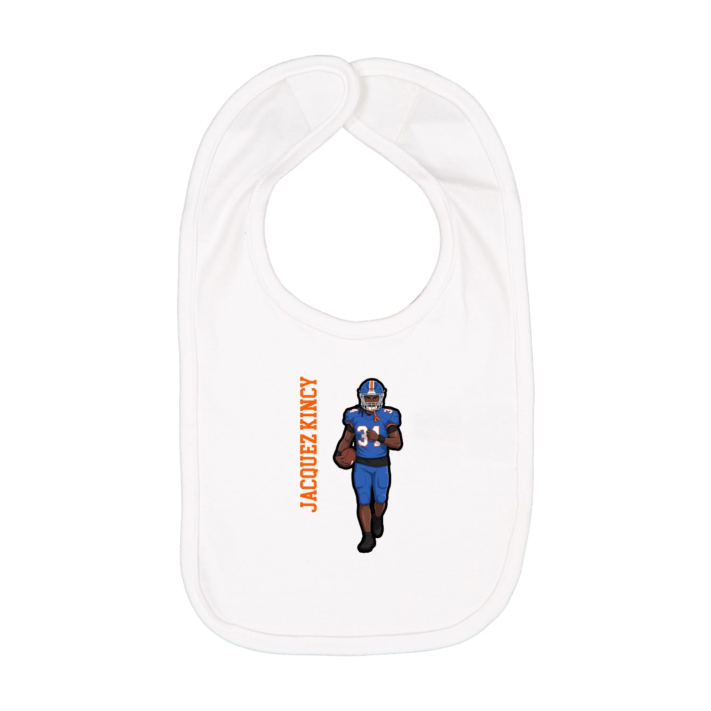 Infant Bib — Name Vertical in White