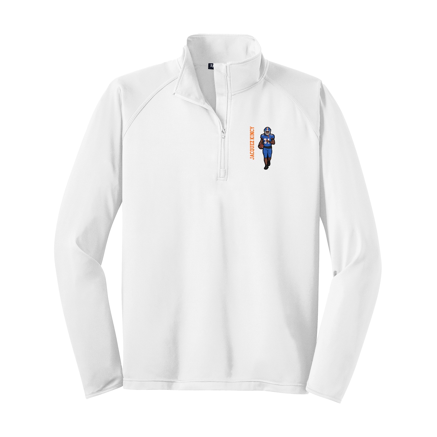 Q-Zip Pullover — Name Vertical in White