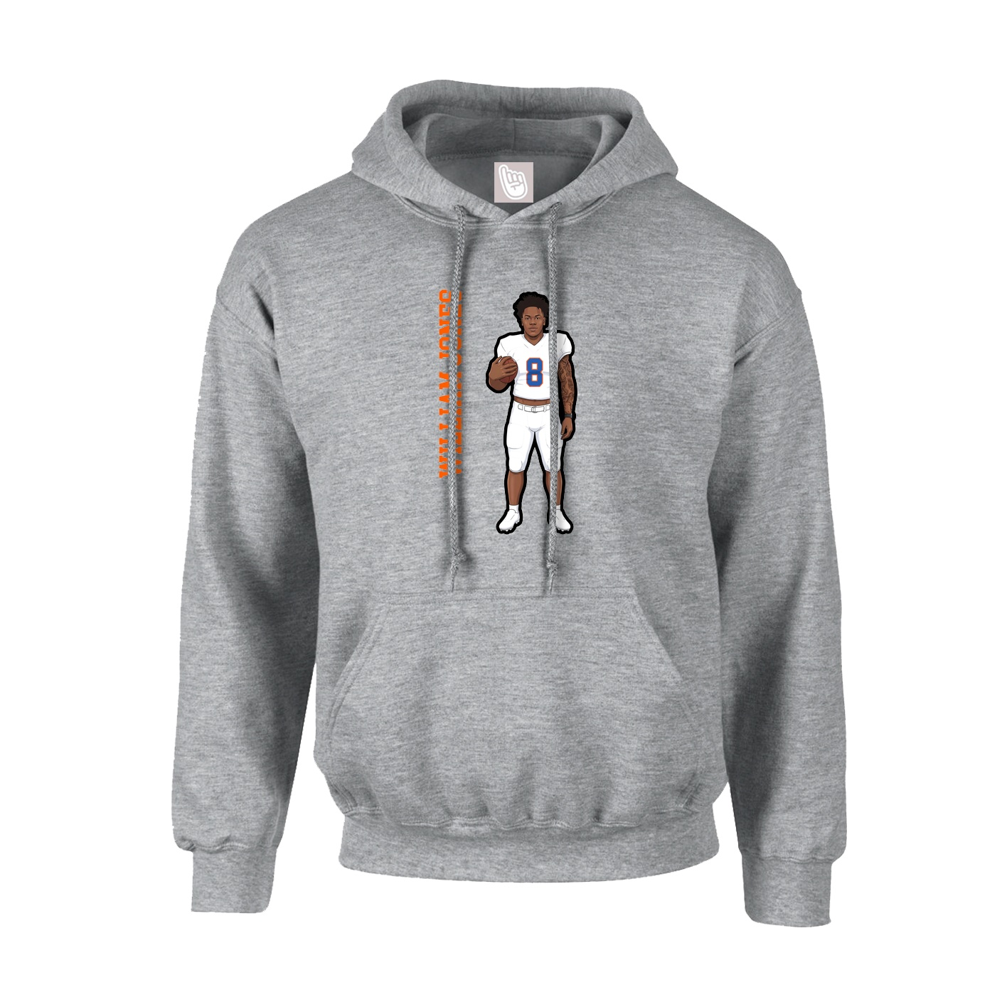 Hoodie — Name Vertical in Grey