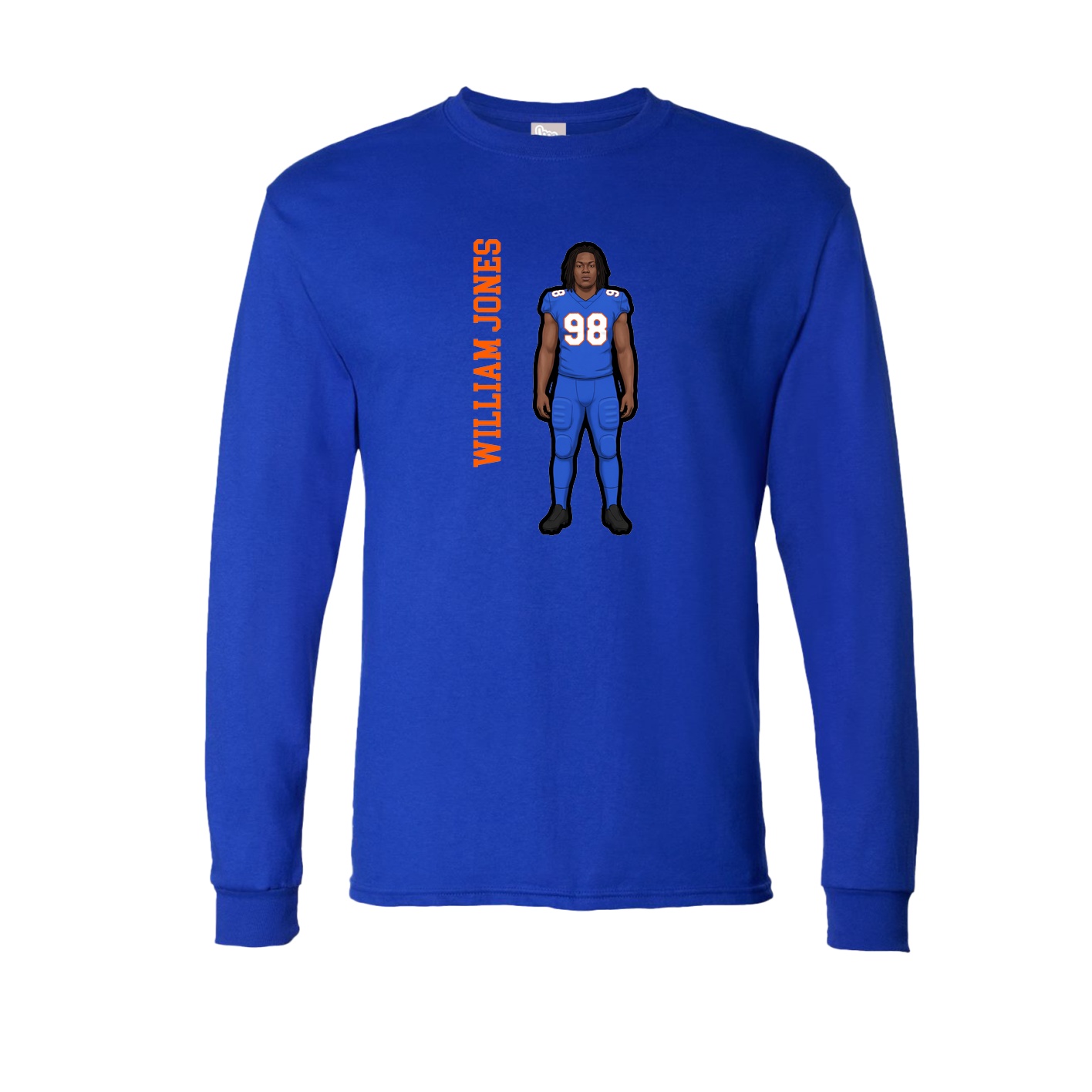 Long Sleeve Tee — Name Vertical in Royal