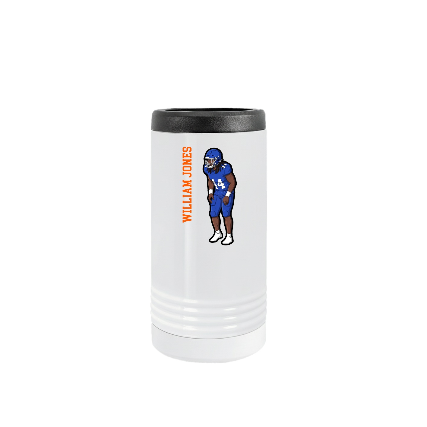 Slim Beverage Holder — Name Vertical in White