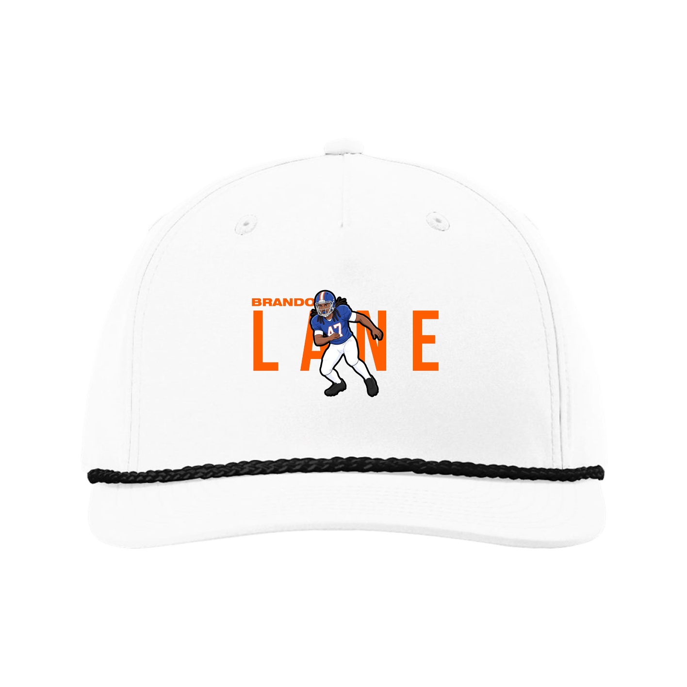 Five-Panel Classic Rope Cap — Player Name in White