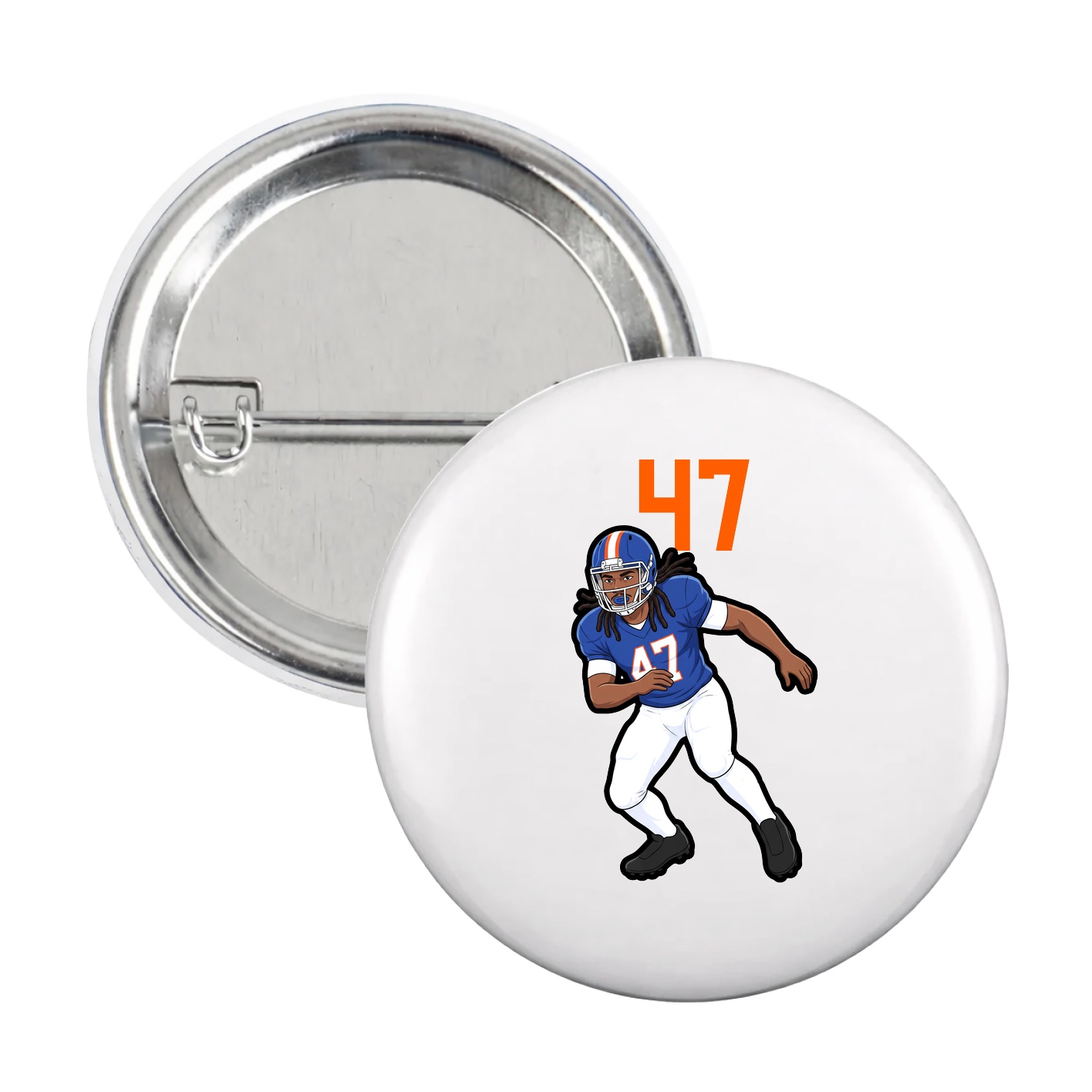 Game Day Button — Number Top in White