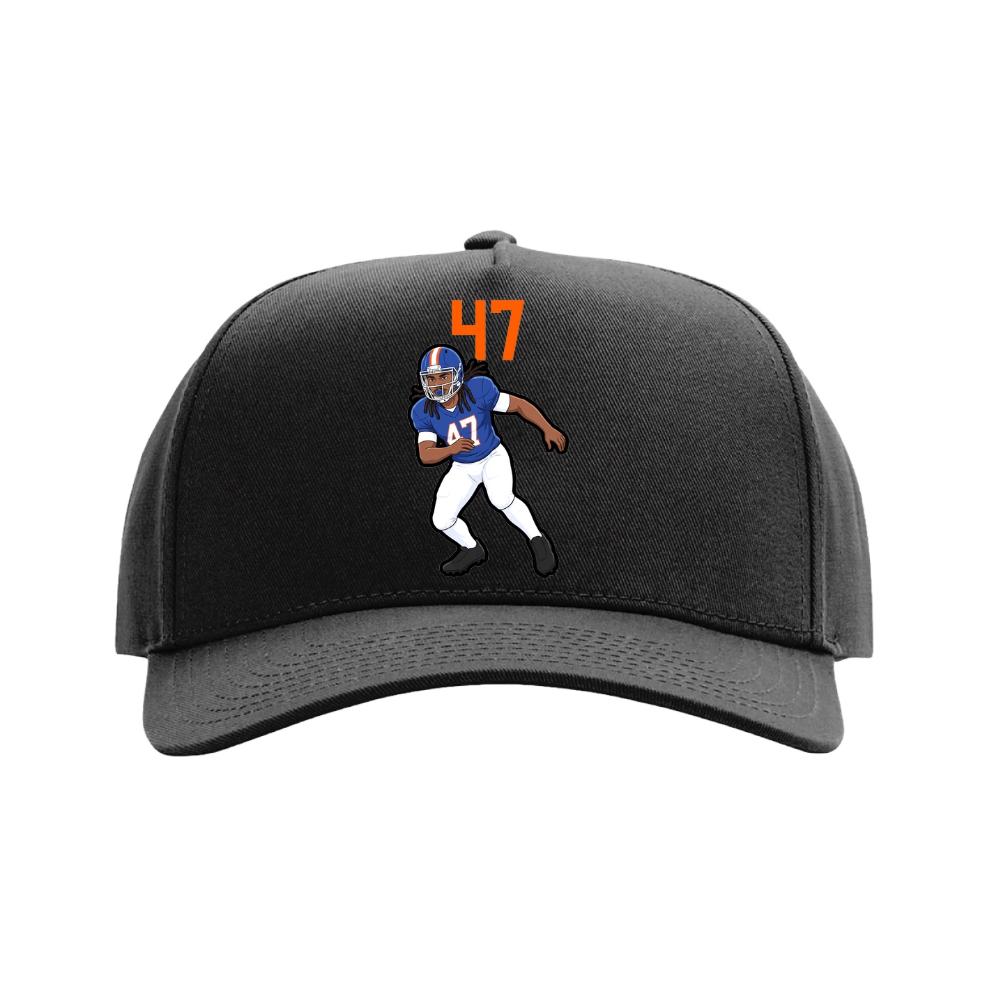 Full Fabric Five-Panel Champ Cap — Number Top in Black