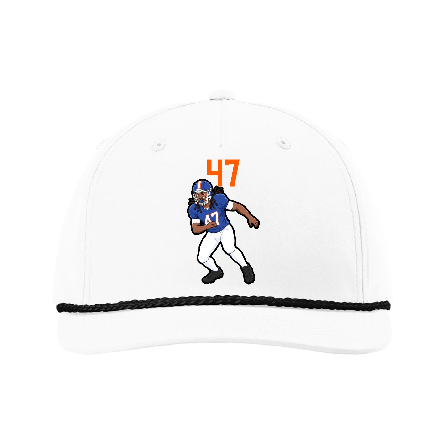 Five-Panel Classic Rope Cap — Number Top in White
