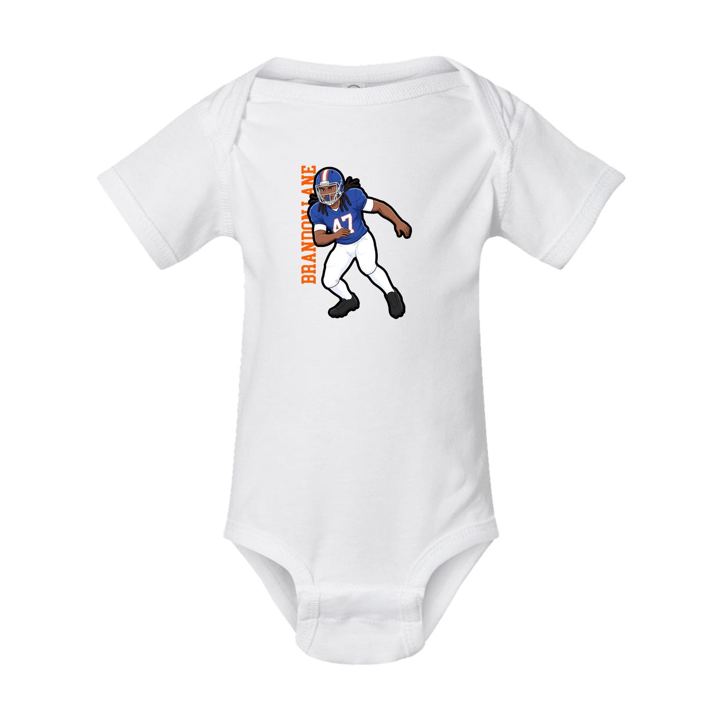 Baby Onesie — Name Vertical in White