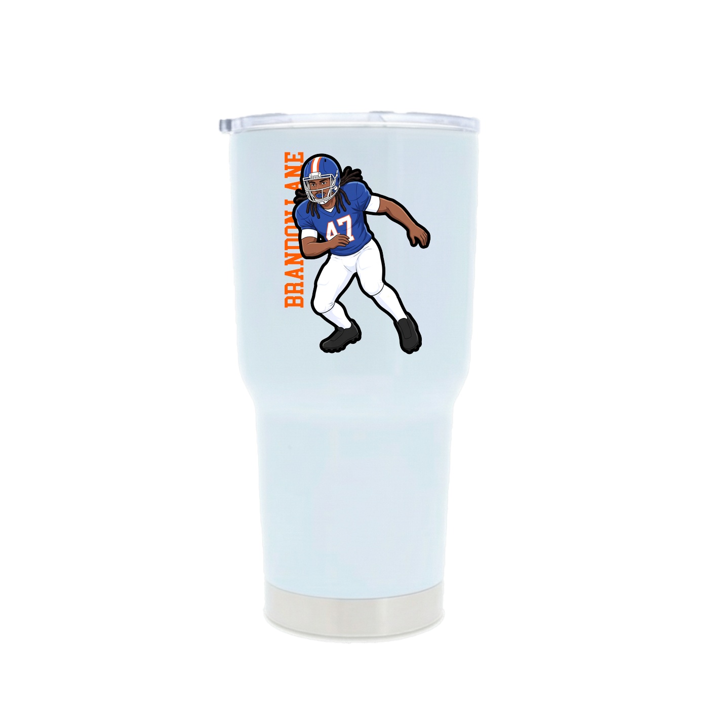 30oz Stainless Steel Tumbler — Name Vertical in White