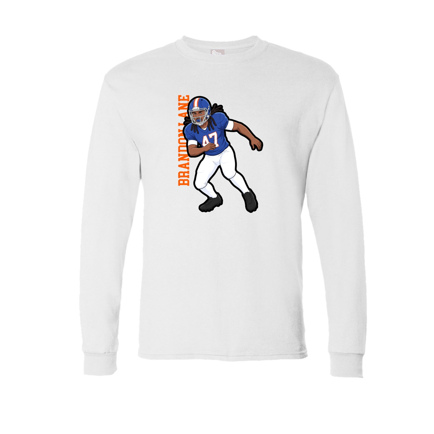 Long Sleeve Tee — Name Vertical in White