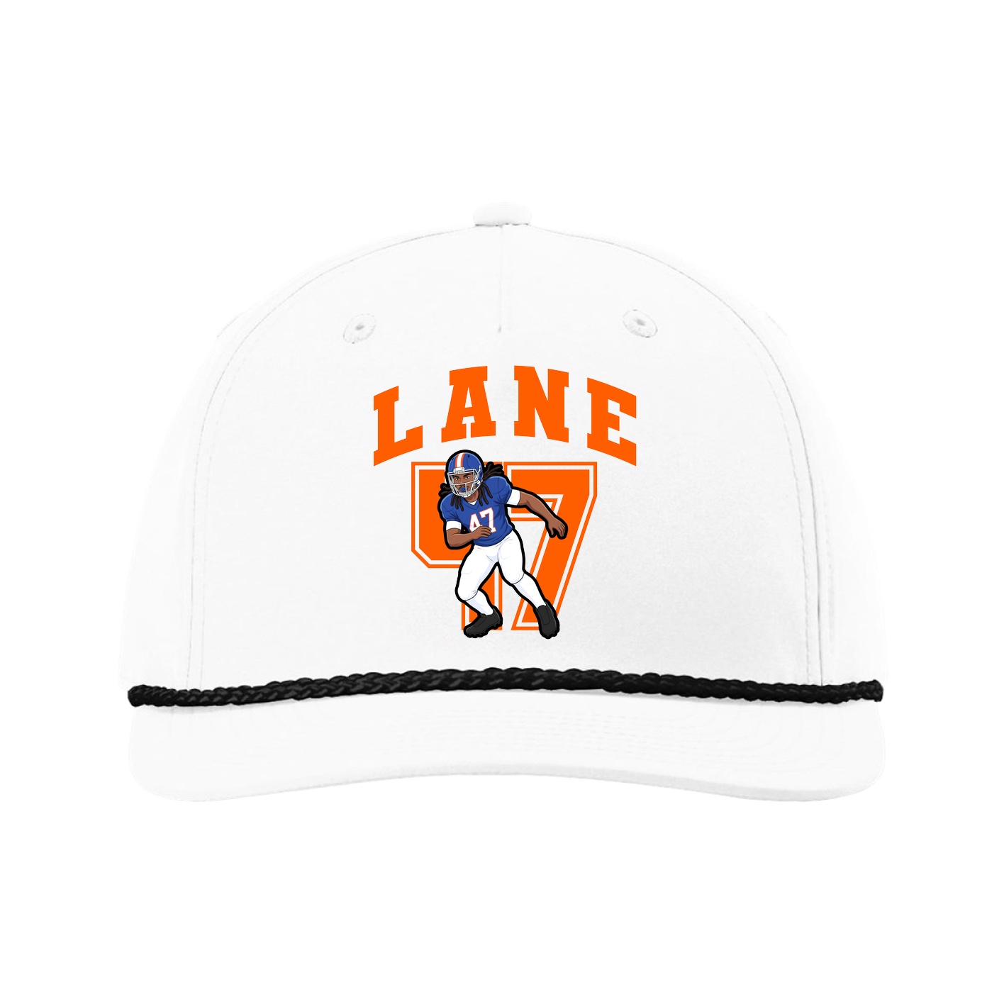Five-Panel Classic Rope Cap — Number in White