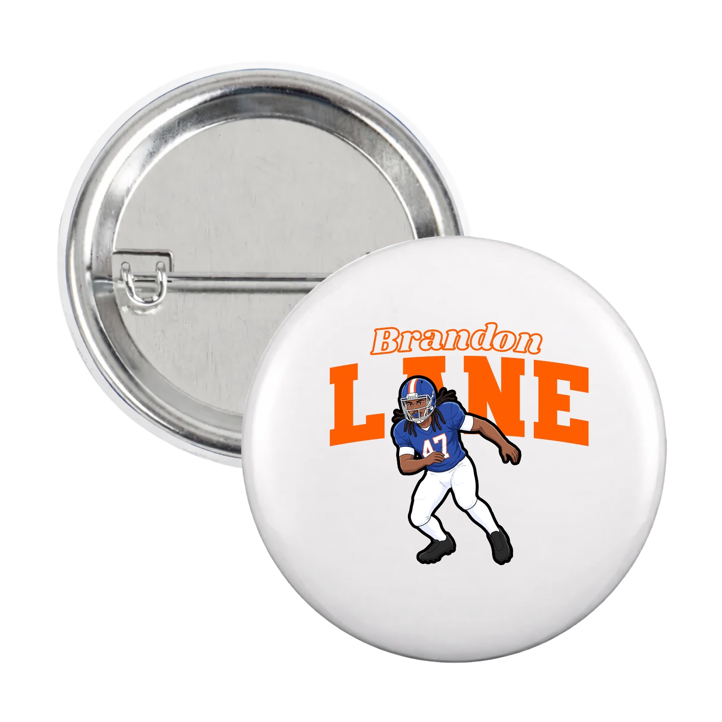 Game Day Button — Name Arch in White