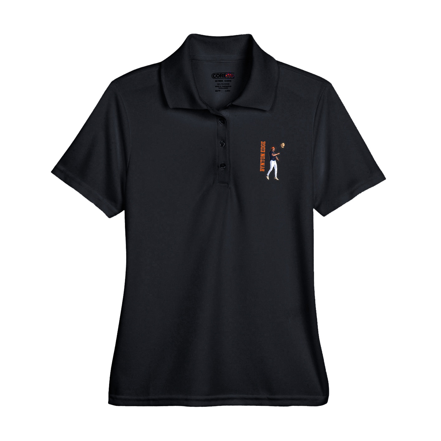 Womens Performance Polo — Name Vertical in Black