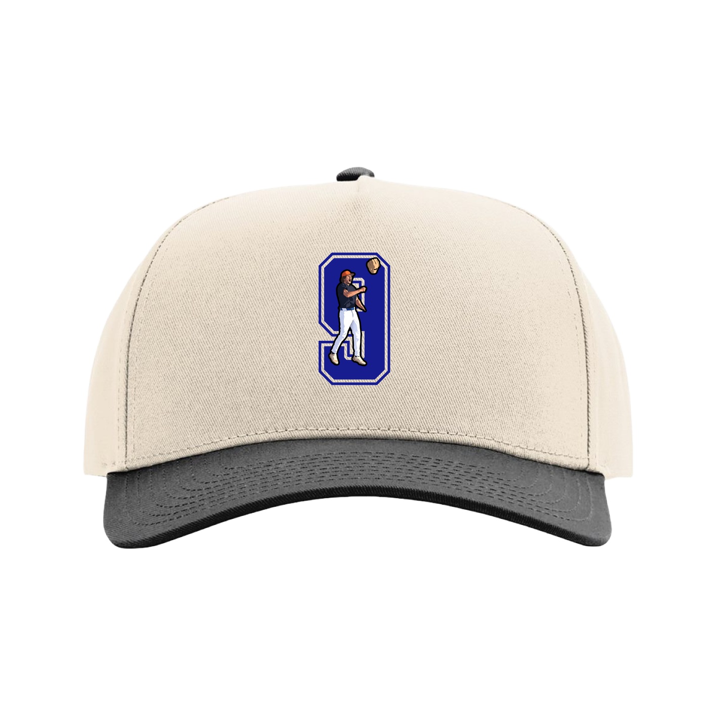 Full Fabric Five-Panel Champ Cap — Number in Cream/Black