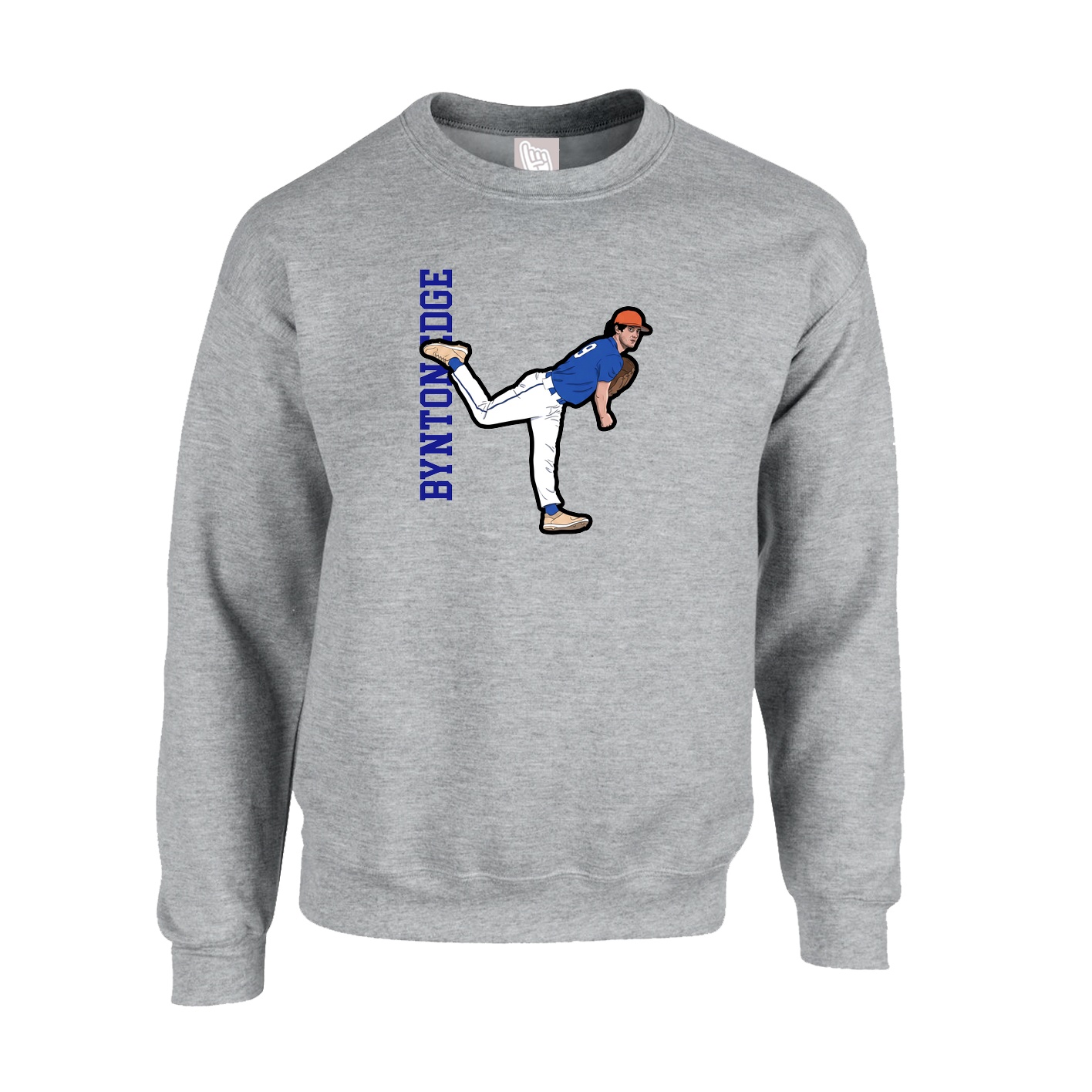 Fleece Crew — Name Vertical in Grey
