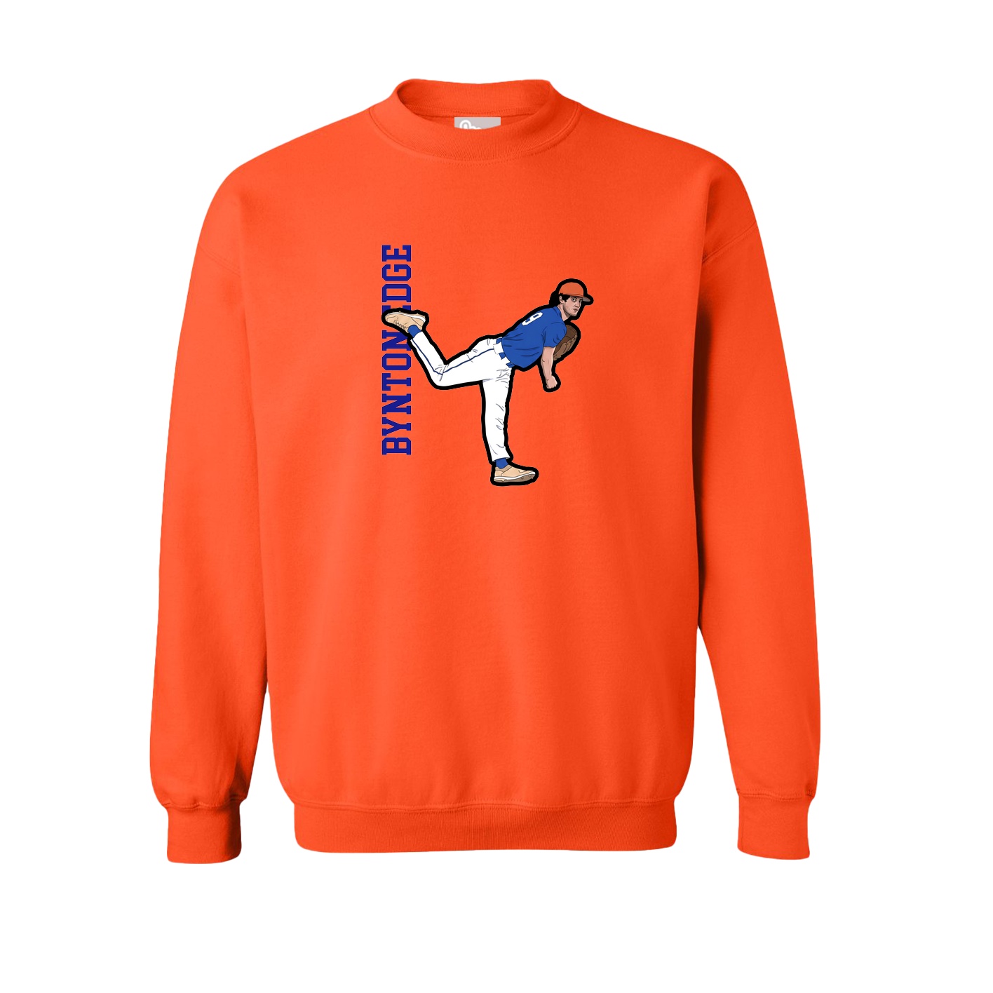 Fleece Crew — Name Vertical in Orange