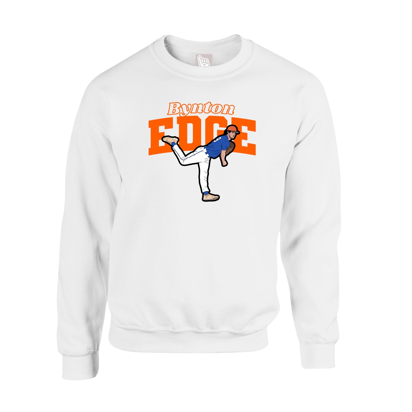 Fleece Crew — Name Arch in White