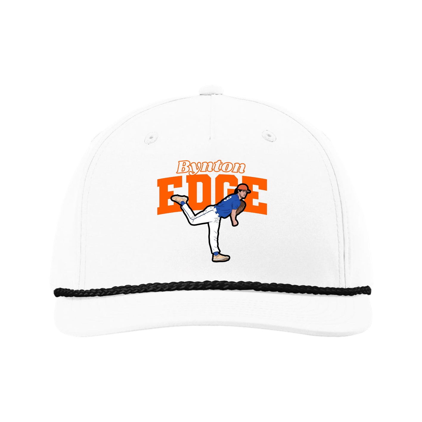 Five-Panel Classic Rope Cap — Name Arch in White