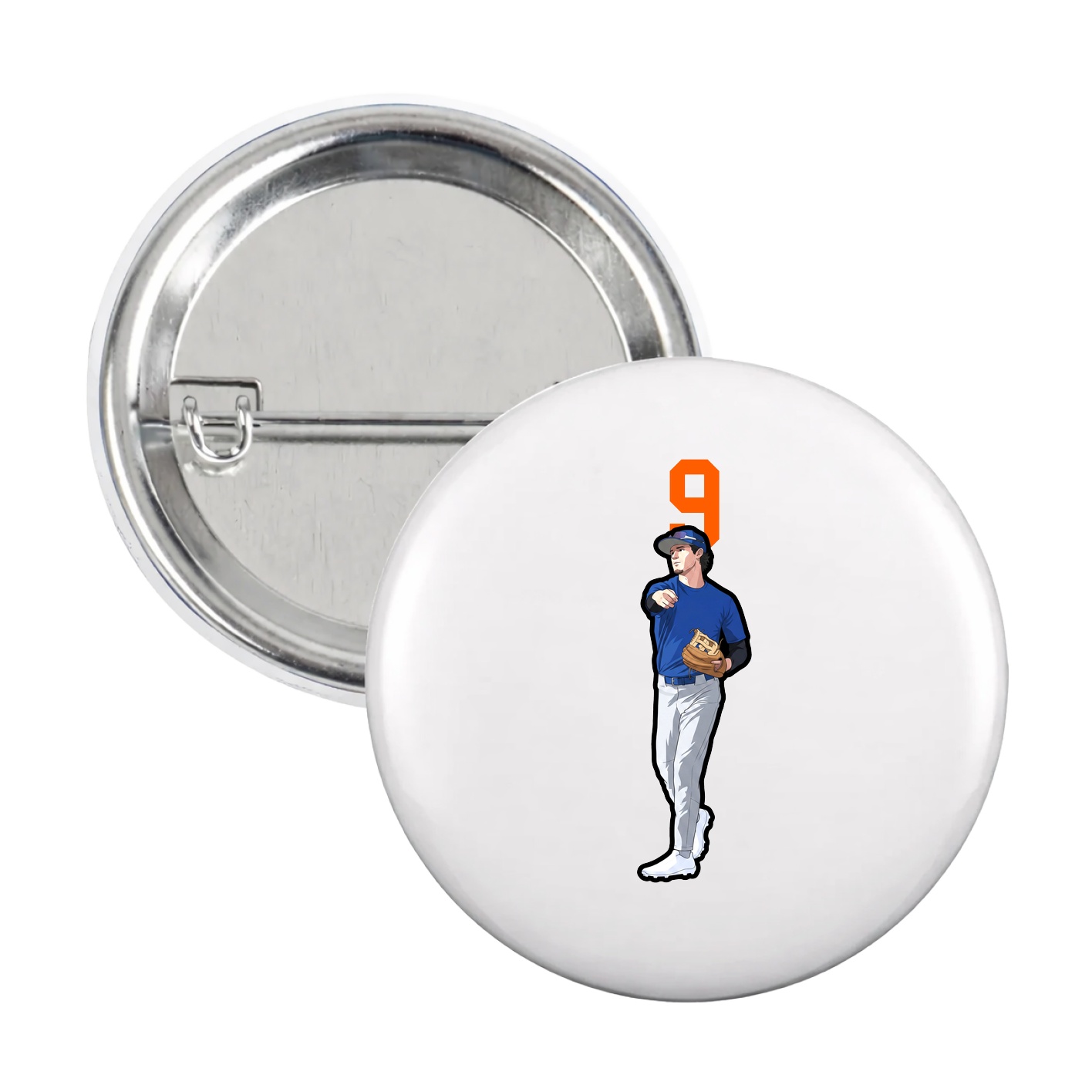 Game Day Button — Number Top in White