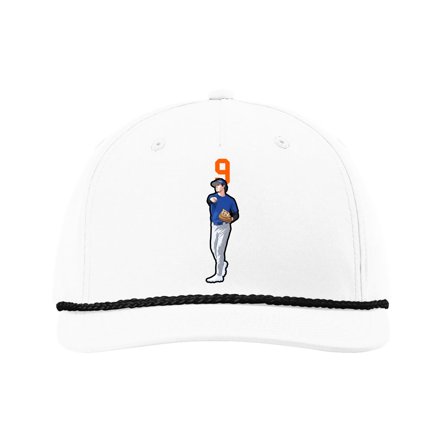 Five-Panel Classic Rope Cap — Number Top in White