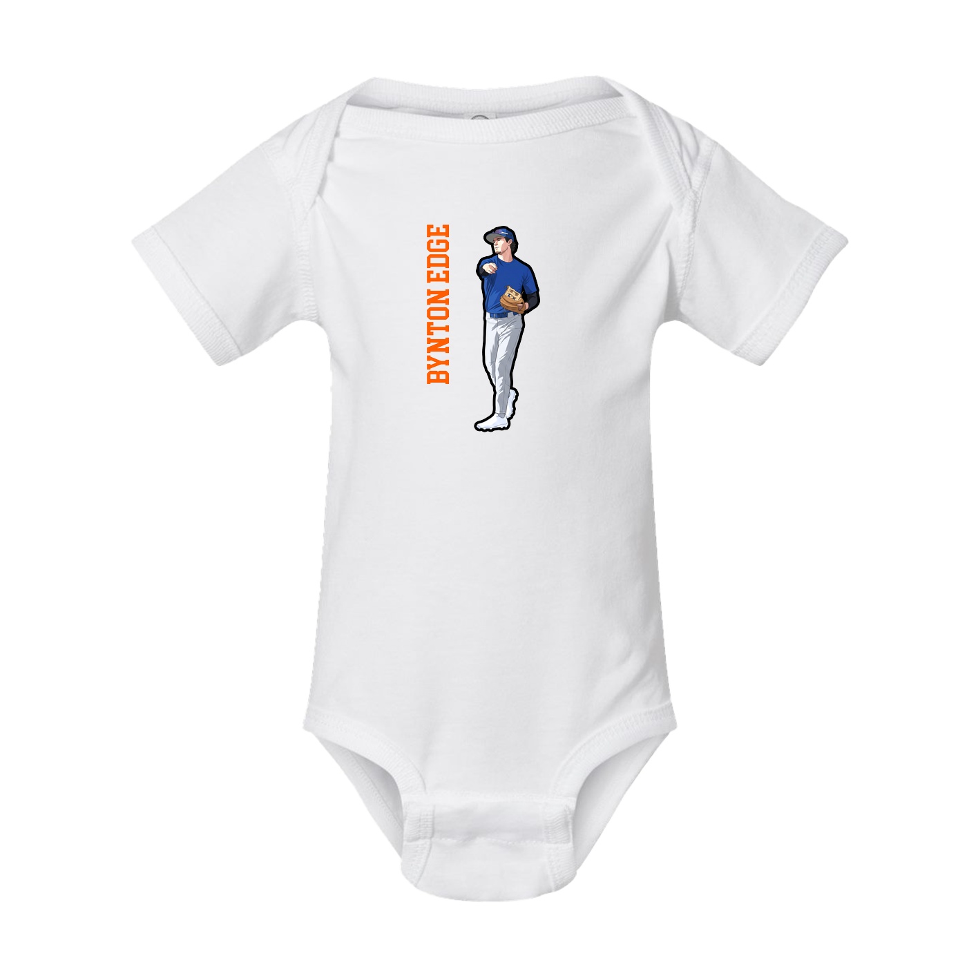 Baby Onesie — Name Vertical in White