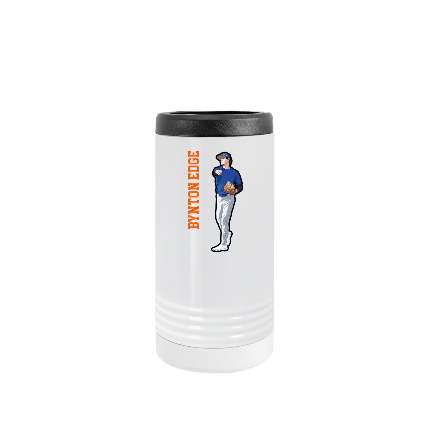 Slim Beverage Holder — Name Vertical in White