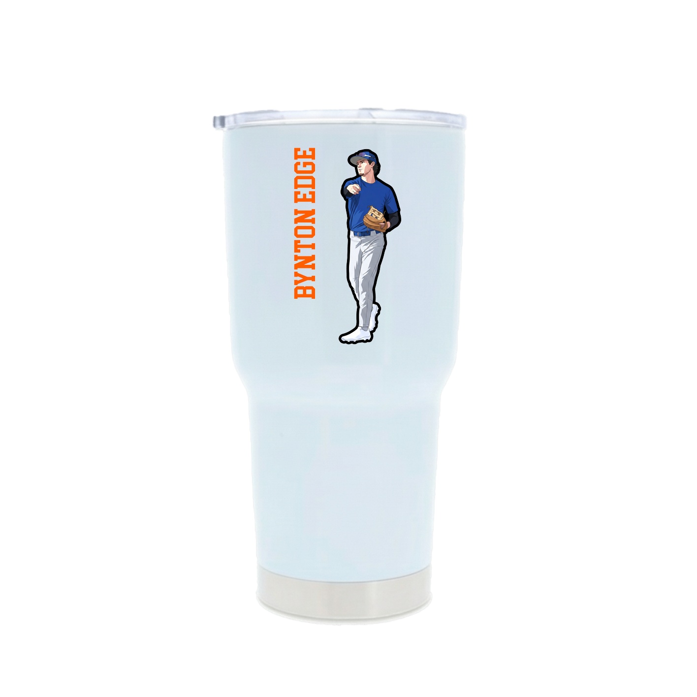 30oz Stainless Steel Tumbler — Name Vertical in White