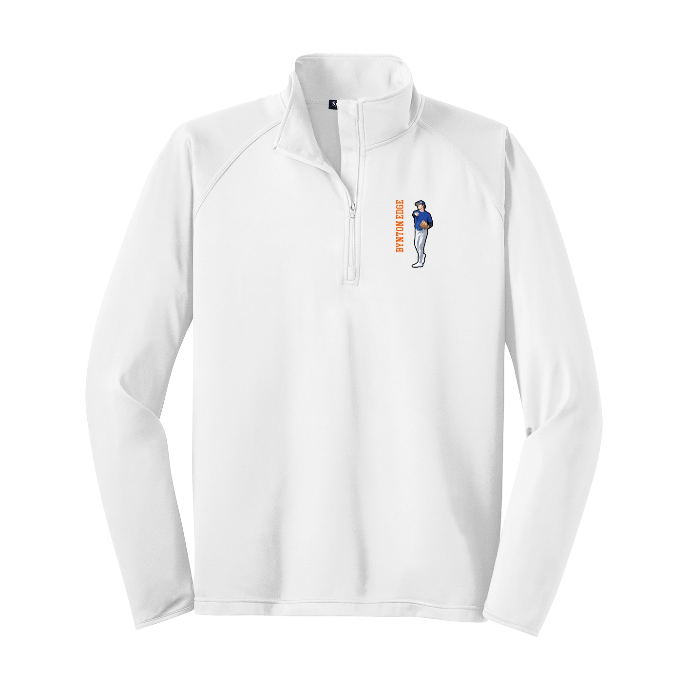 Q-Zip Pullover — Name Vertical in White
