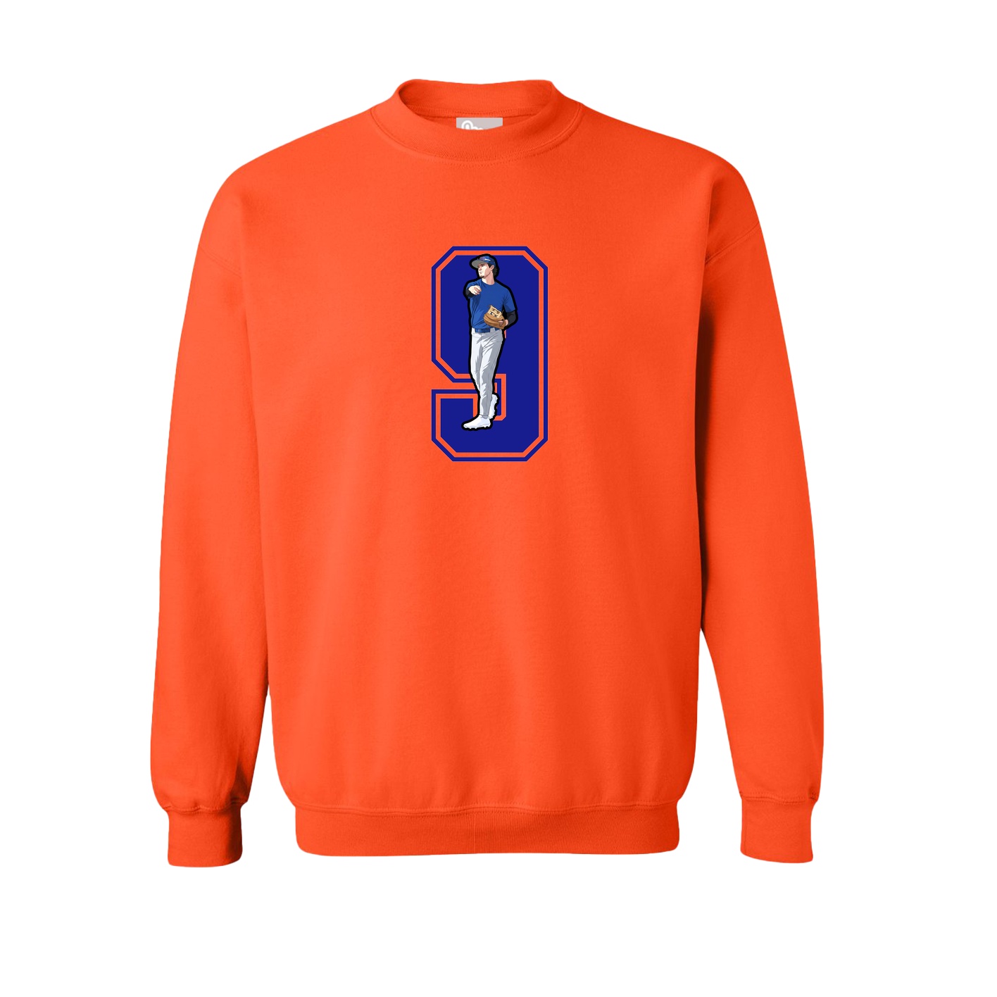 Fleece Crew — Number in Orange