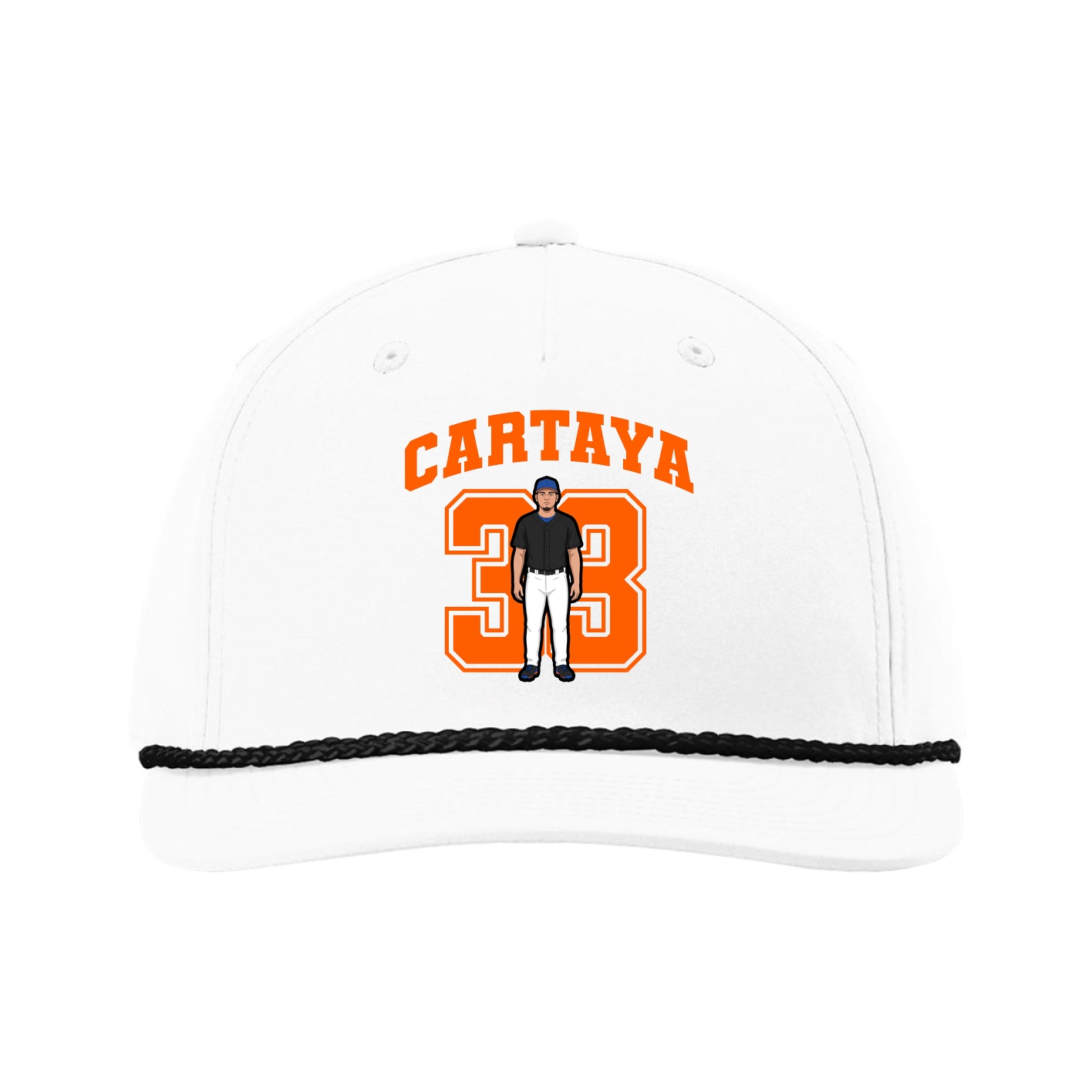 Five-Panel Classic Rope Cap — Number in White