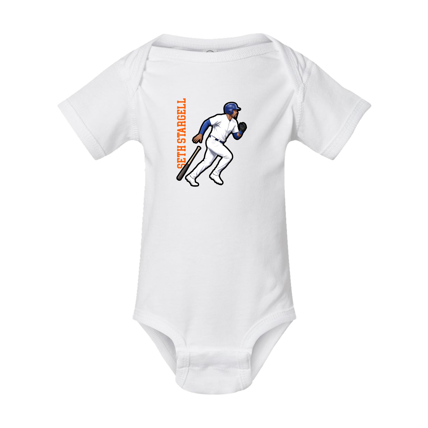 Baby Onesie — Name Vertical in White