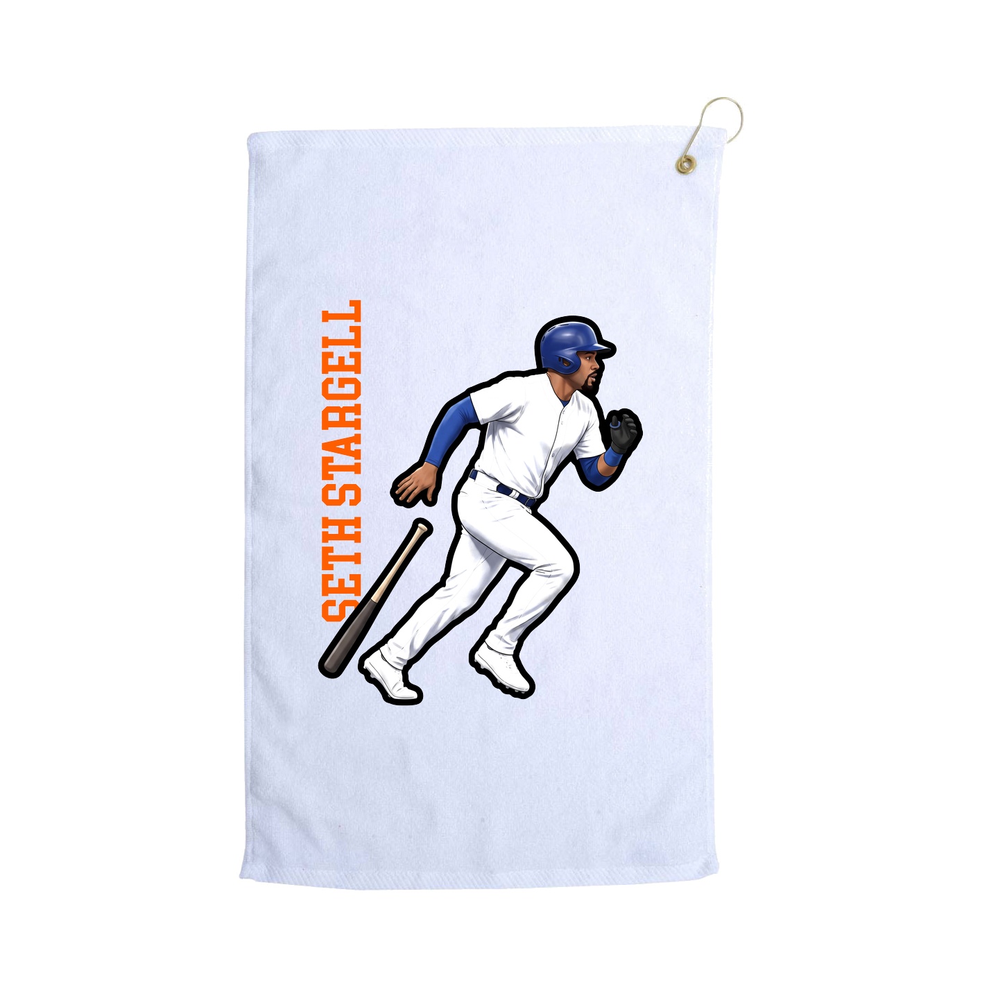 Golf Towel — Name Vertical in White