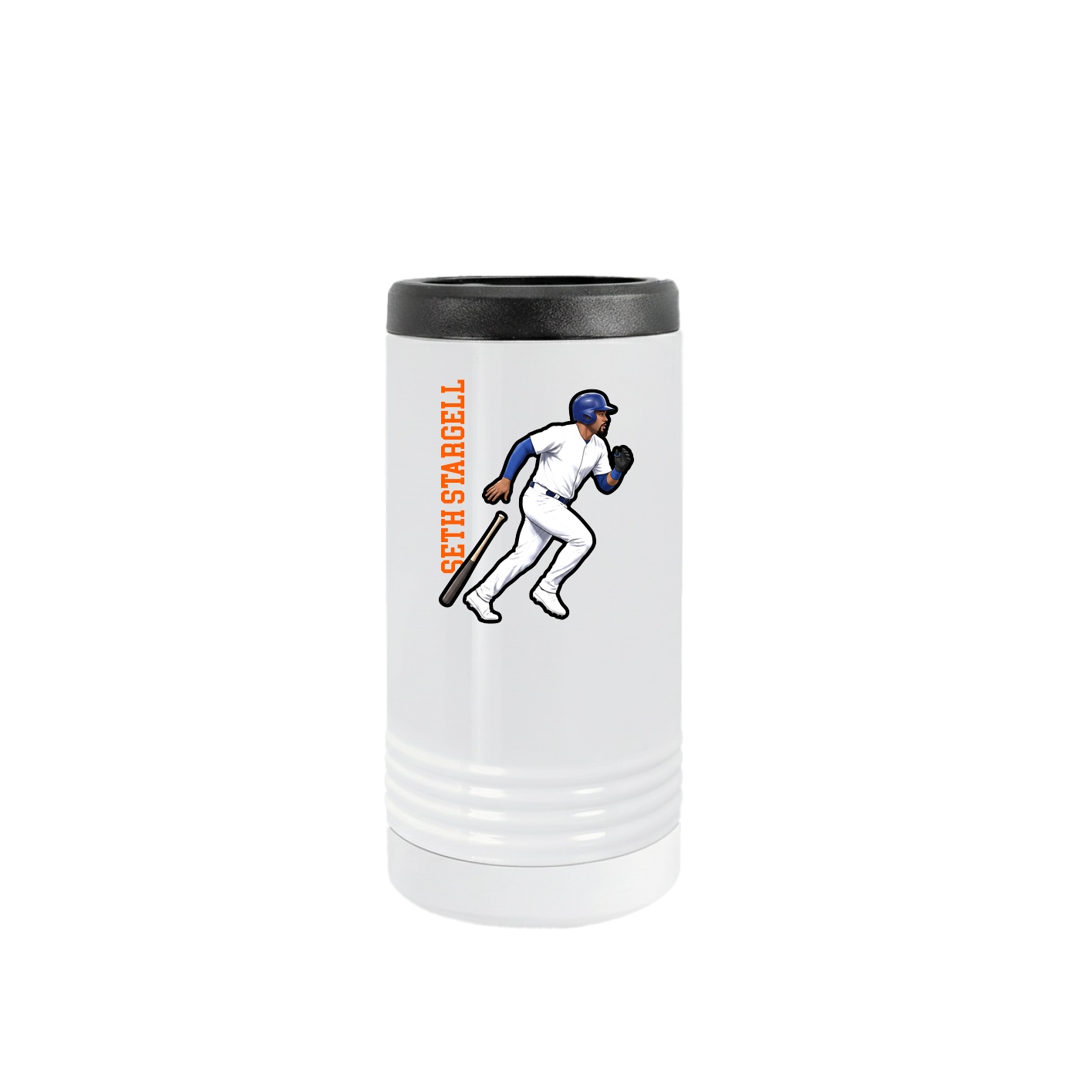 Slim Beverage Holder — Name Vertical in White