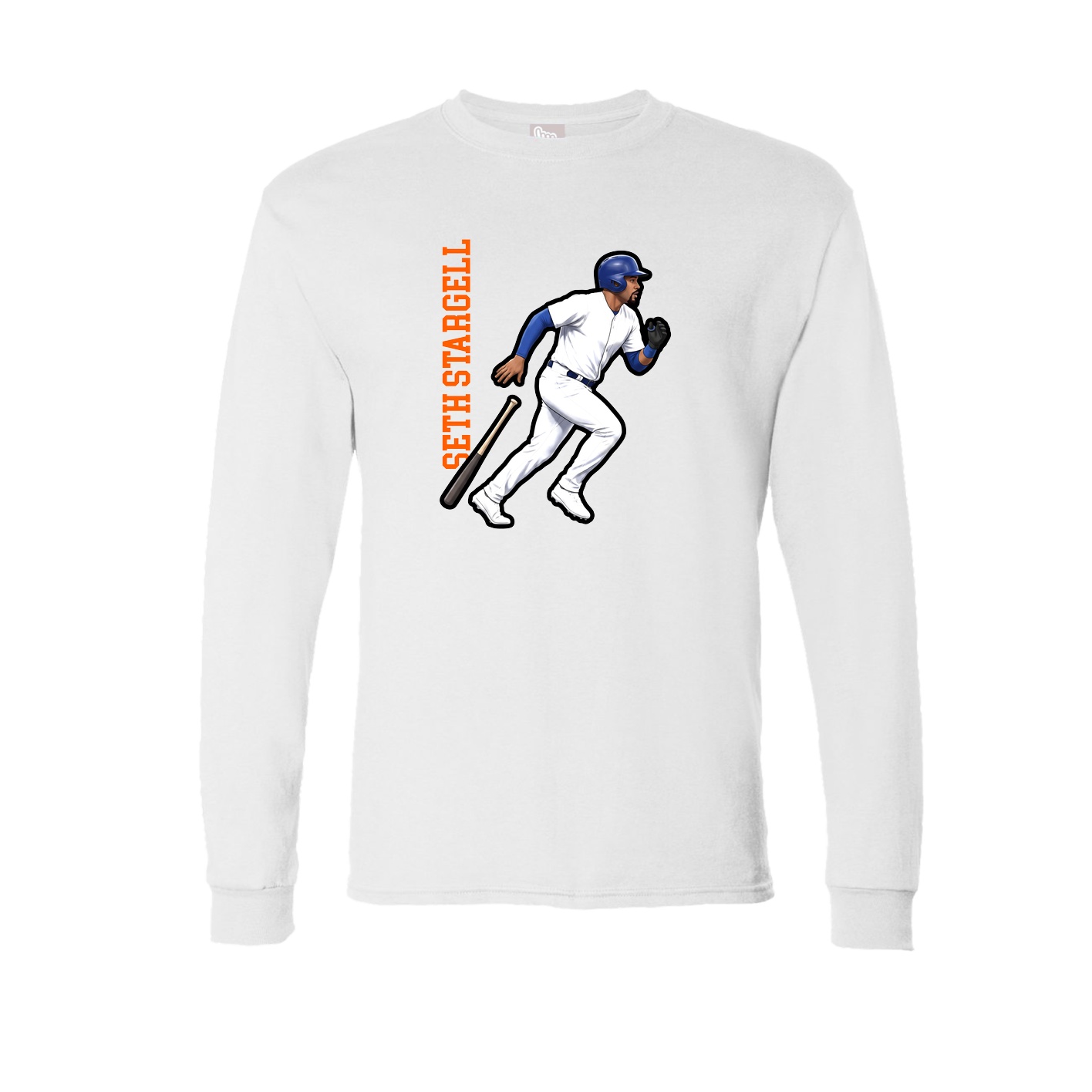 Long Sleeve Tee — Name Vertical in White