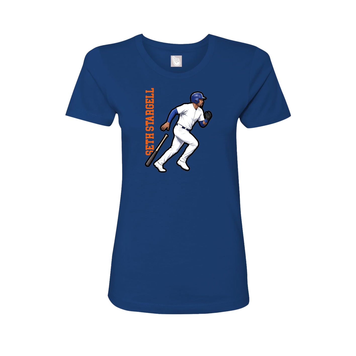 Fitted Women's Tee — Name Vertical in Royal
