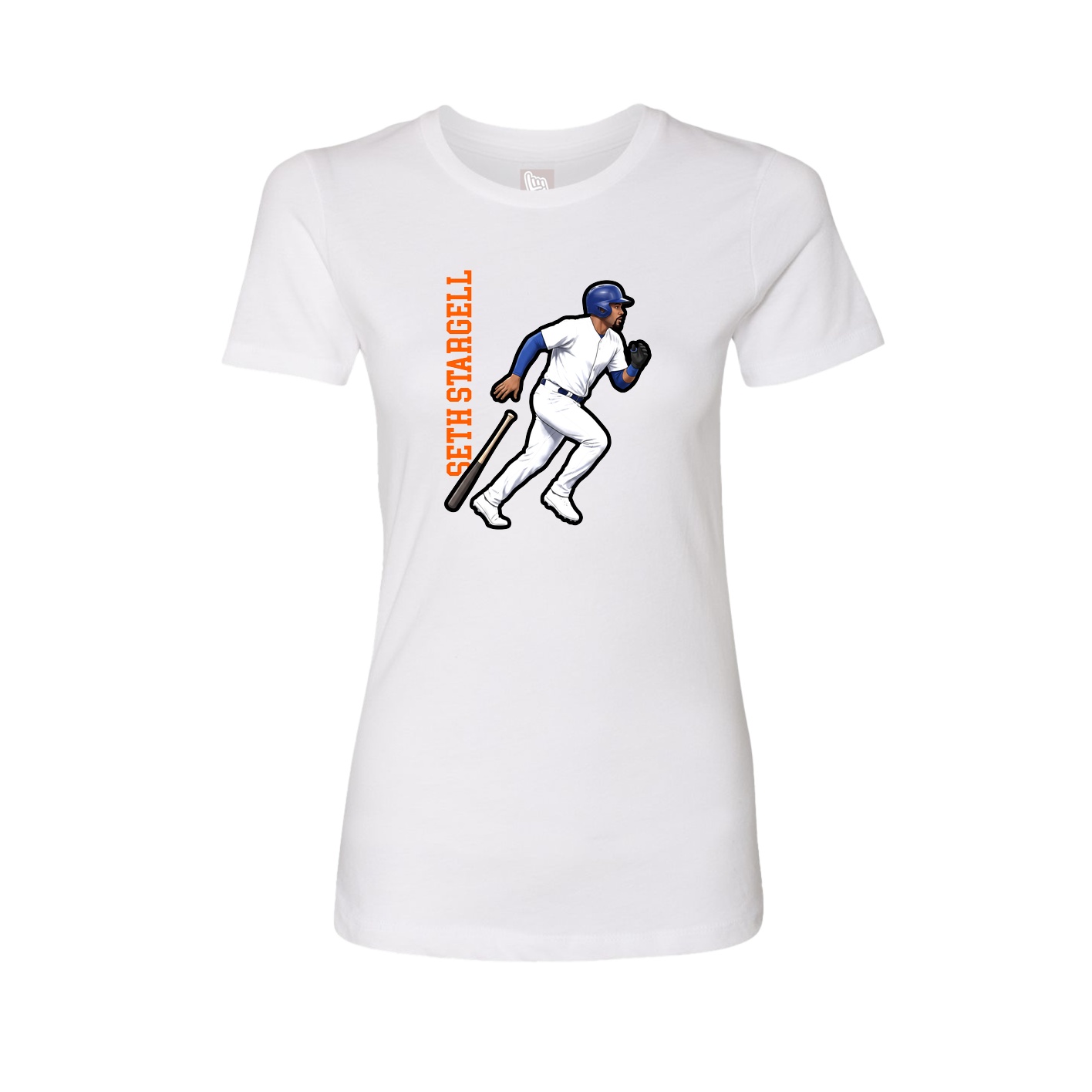 Fitted Women's Tee — Name Vertical in White