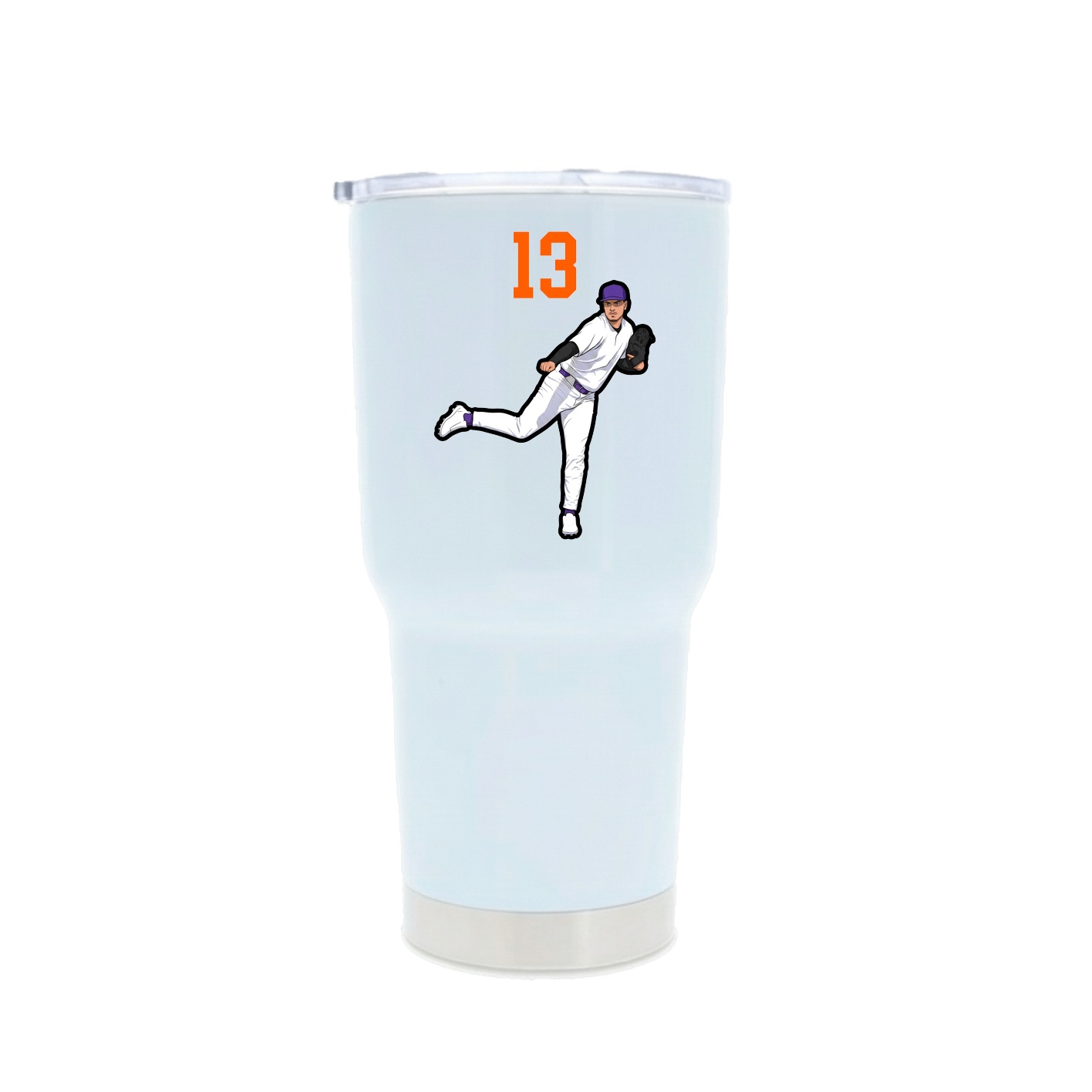 30oz Stainless Steel Tumbler — Number Top in White