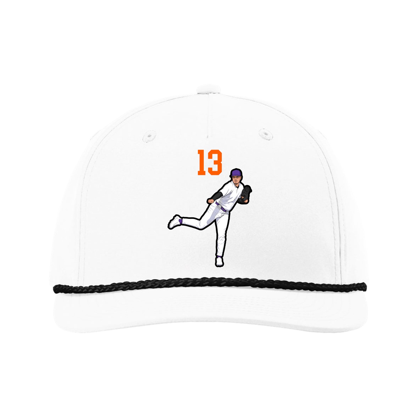 Five-Panel Classic Rope Cap — Number Top in White