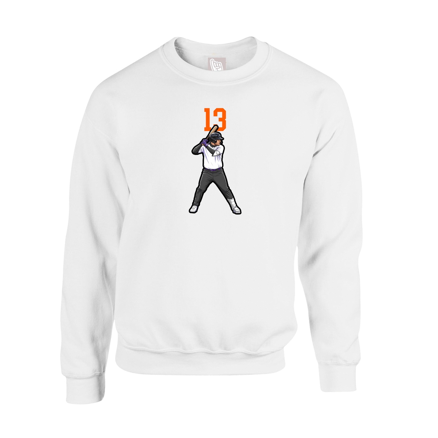 Fleece Crew — Number Top in White