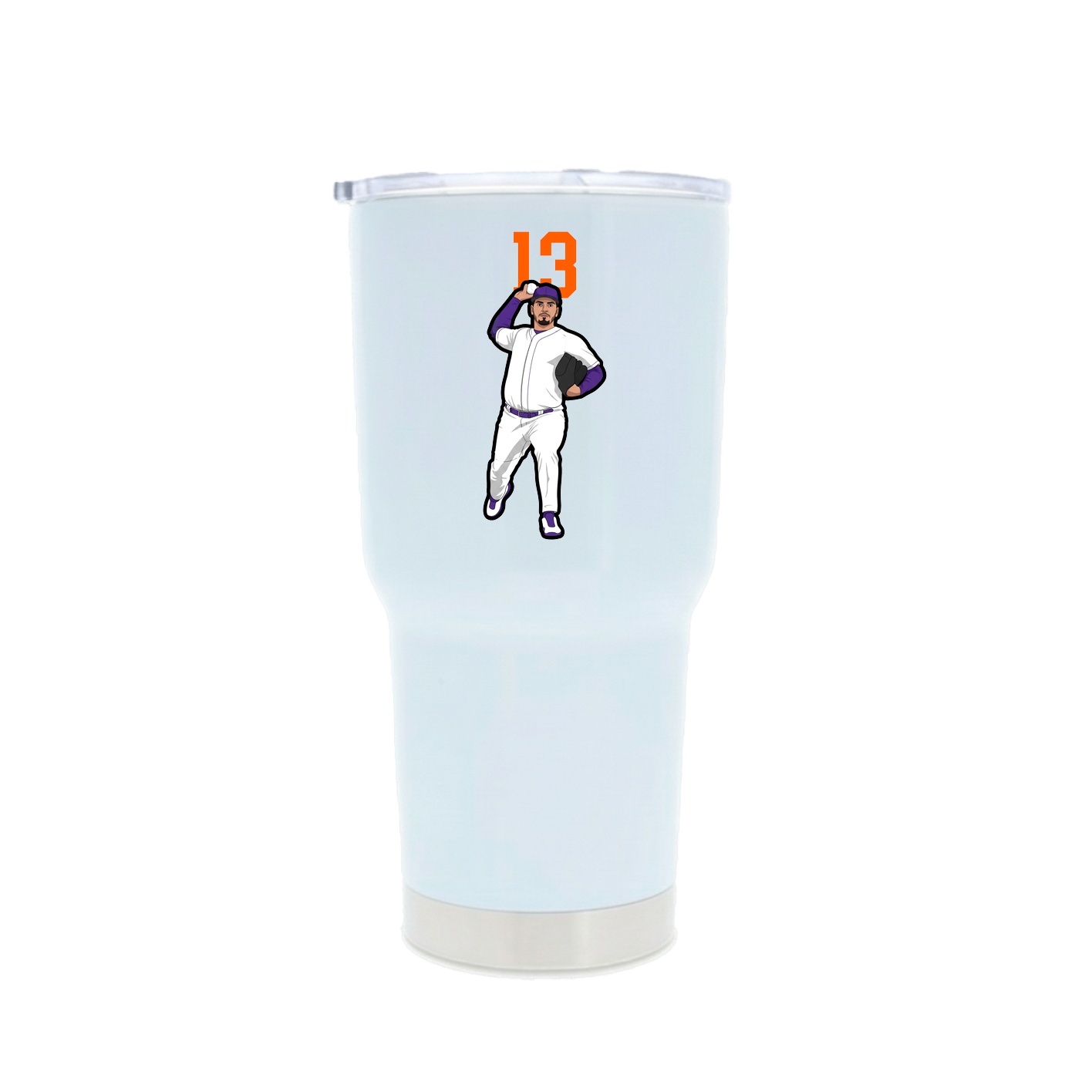 30oz Stainless Steel Tumbler — Number Top in White