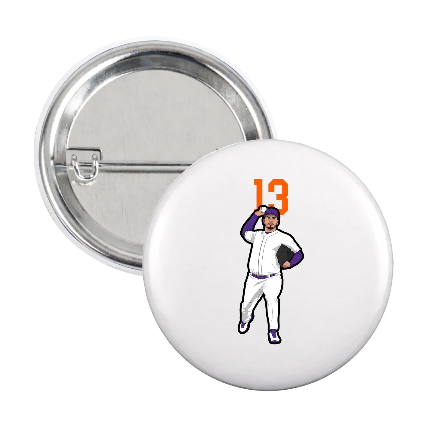 Game Day Button — Number Top in White